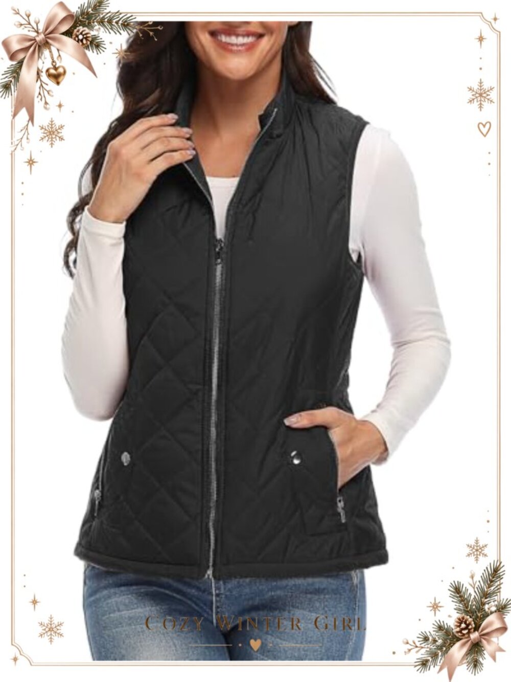 Womens Quilted Puffer Vest Sleeveless Zip Up Lightweight Gilet